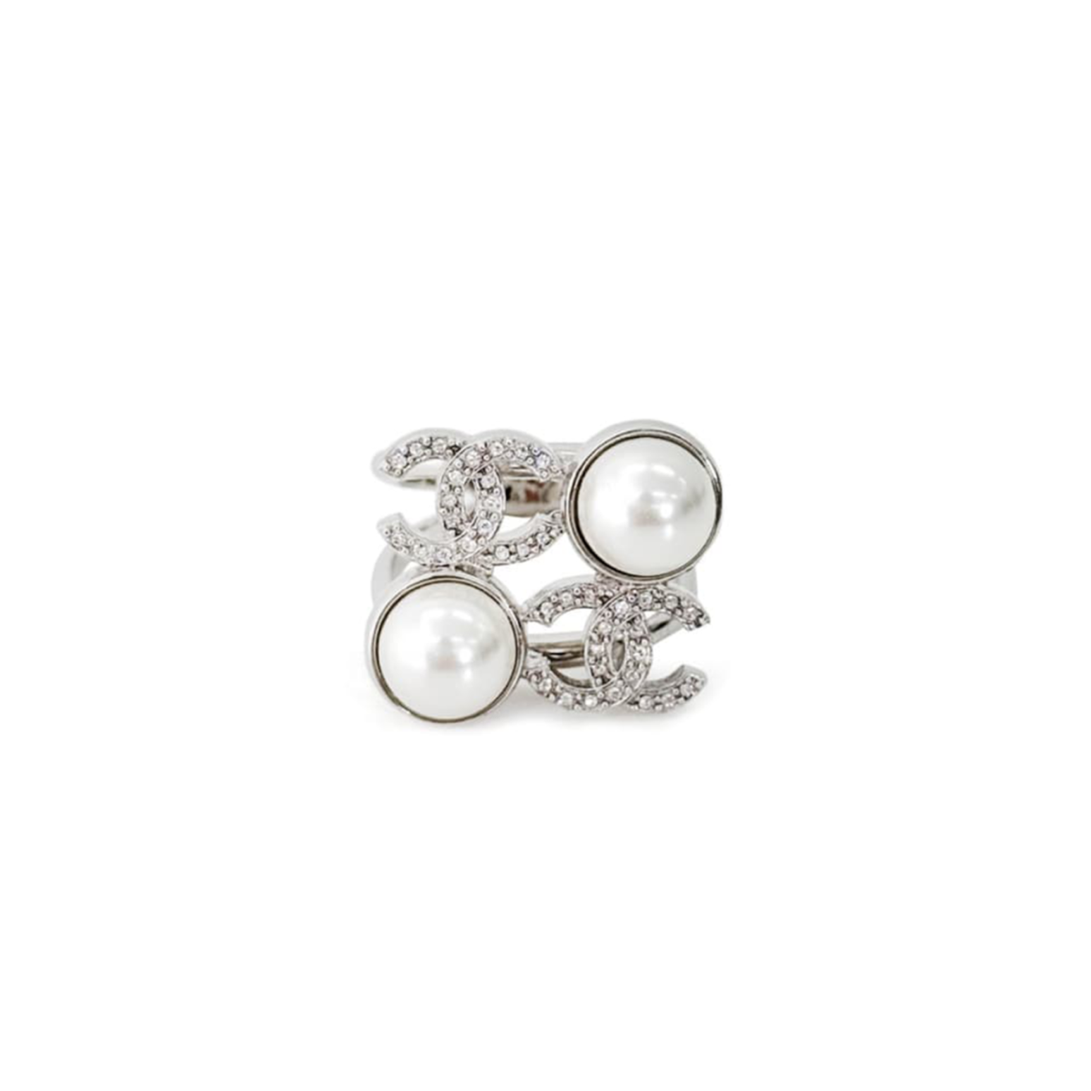 ch**el pearl and D1am0nd silver ring abf733
